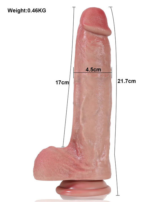 21,7 cm Realistisk Dildo med Böjbar Metallkärna & Fylliga Testiklar