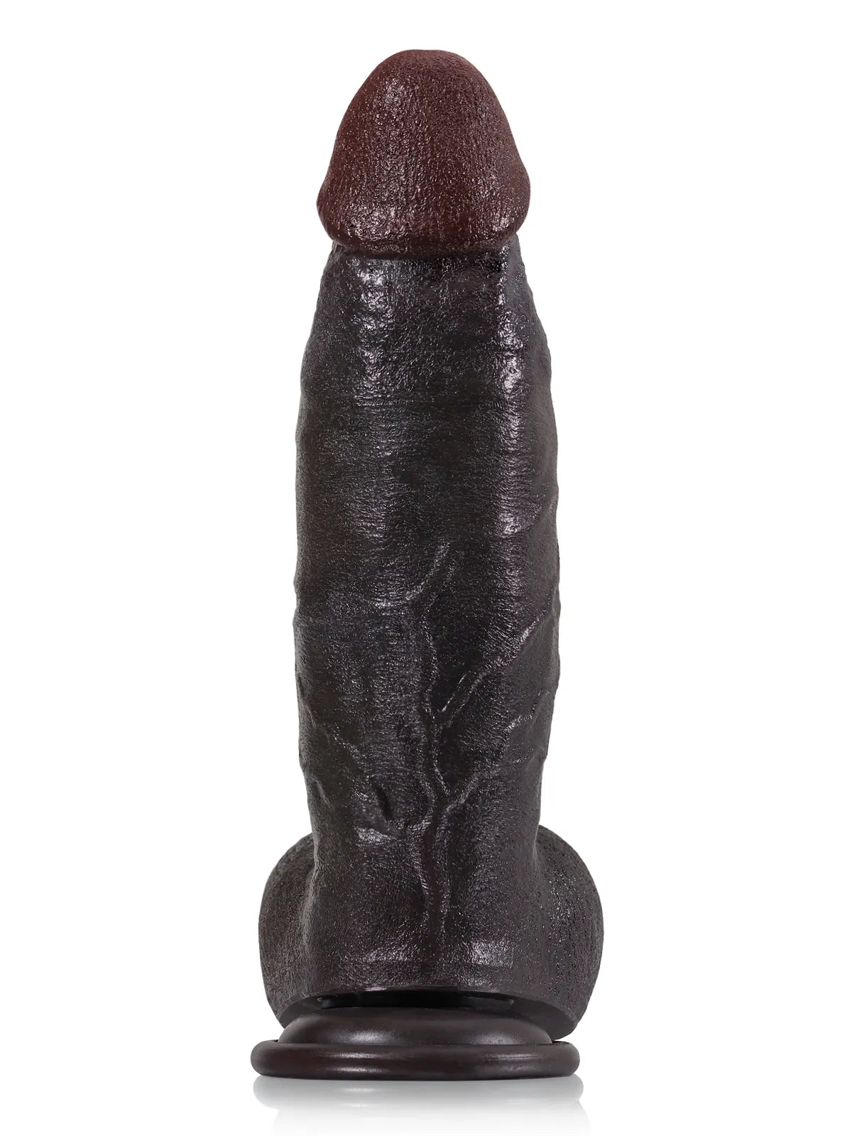 21,8 cm Tjock Kort Svart Realistisk Dildo med Detaljerad Textur
