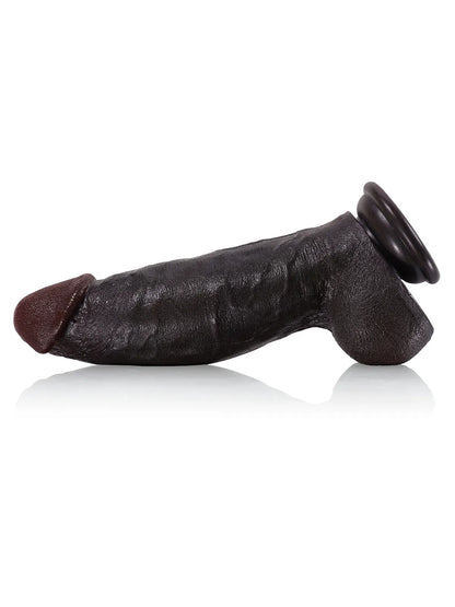 21,8 cm Tjock Kort Svart Realistisk Dildo med Detaljerad Textur