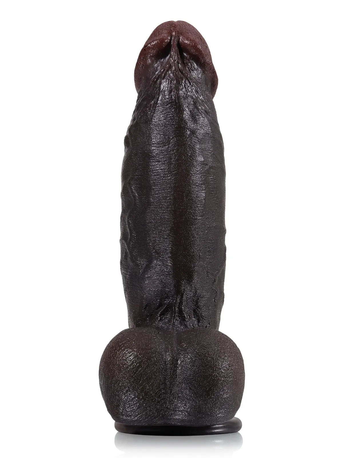 21,8 cm Tjock Kort Svart Realistisk Dildo med Detaljerad Textur