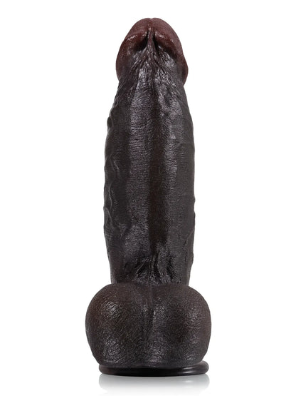21,8 cm Tjock Kort Svart Realistisk Dildo med Detaljerad Textur