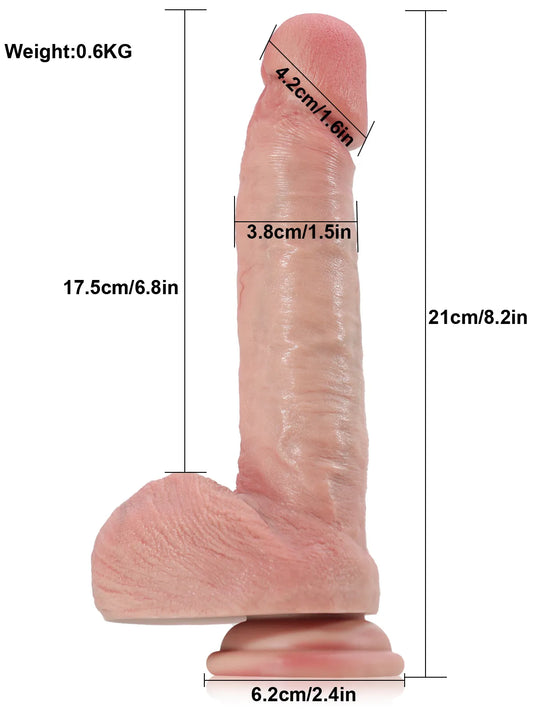 21 cm Realistisk Dildo med Markerat Ollon - För Nybörjare