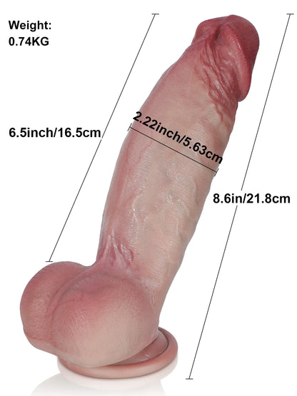 21,8 cm Tjock Realistisk Dildo - Kort, Mjuk och Perfekt för Nybörjare
