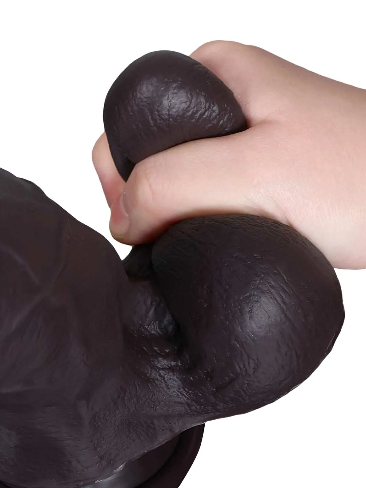 22,3 cm Realistisk Mjuk Svart Dildo med Glidande Hud & Sugpropp