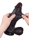 22,3 cm Realistisk Mjuk Svart Dildo med Glidande Hud & Sugpropp