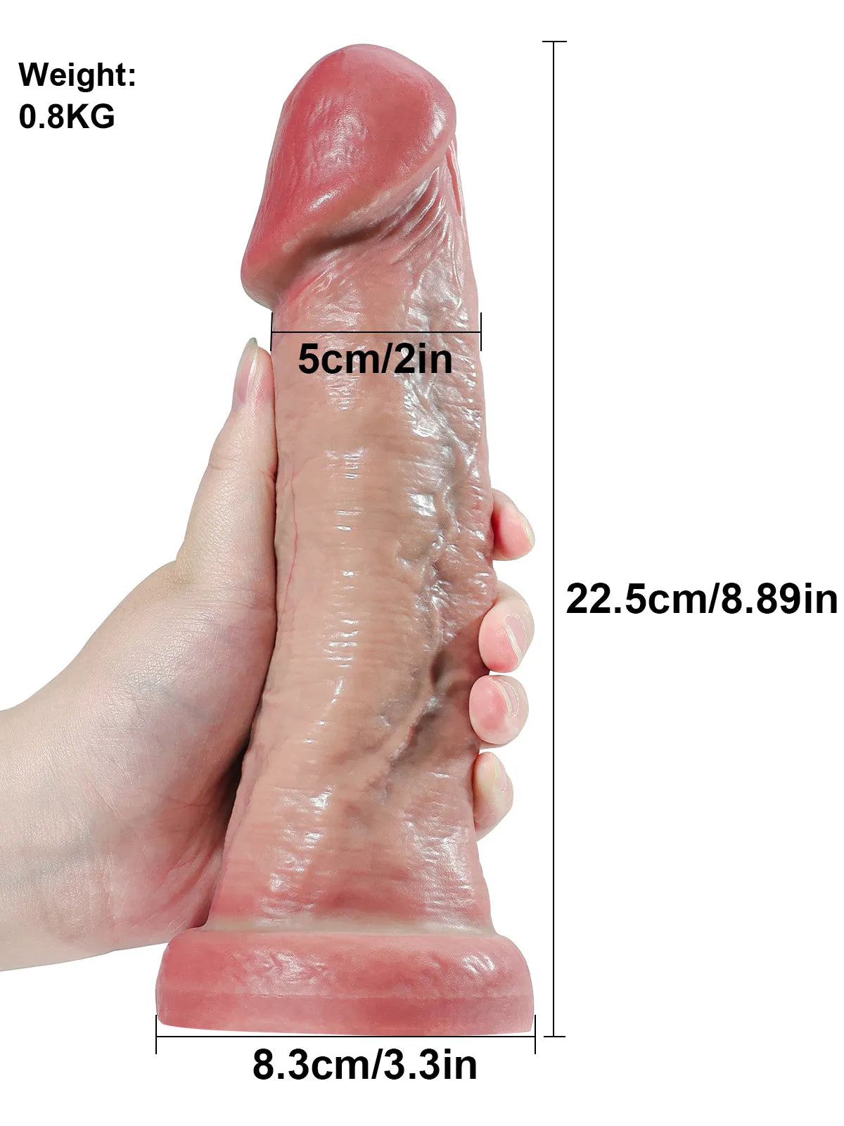 22,5 cm Realistisk Mjuk Dildo utan Testiklar med Svullen Topp