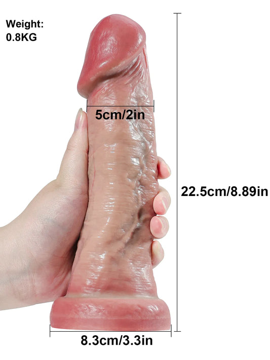 22,5 cm Realistisk Mjuk Dildo utan Testiklar med Svullen Topp