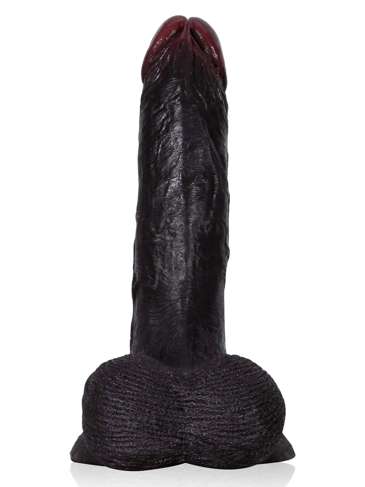22 cm Realistisk Svart Dildo med Detaljerad Textur och Rörliga Testiklar