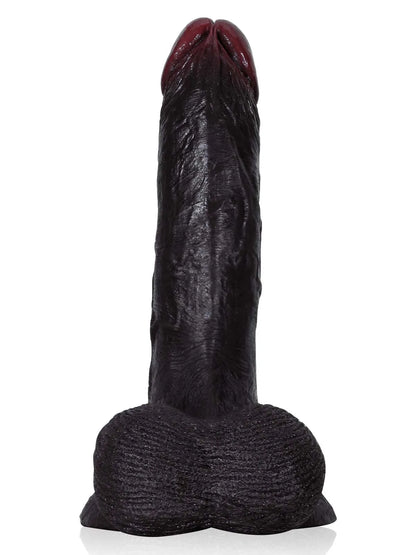 22 cm Realistisk Svart Dildo med Detaljerad Textur och Rörliga Testiklar