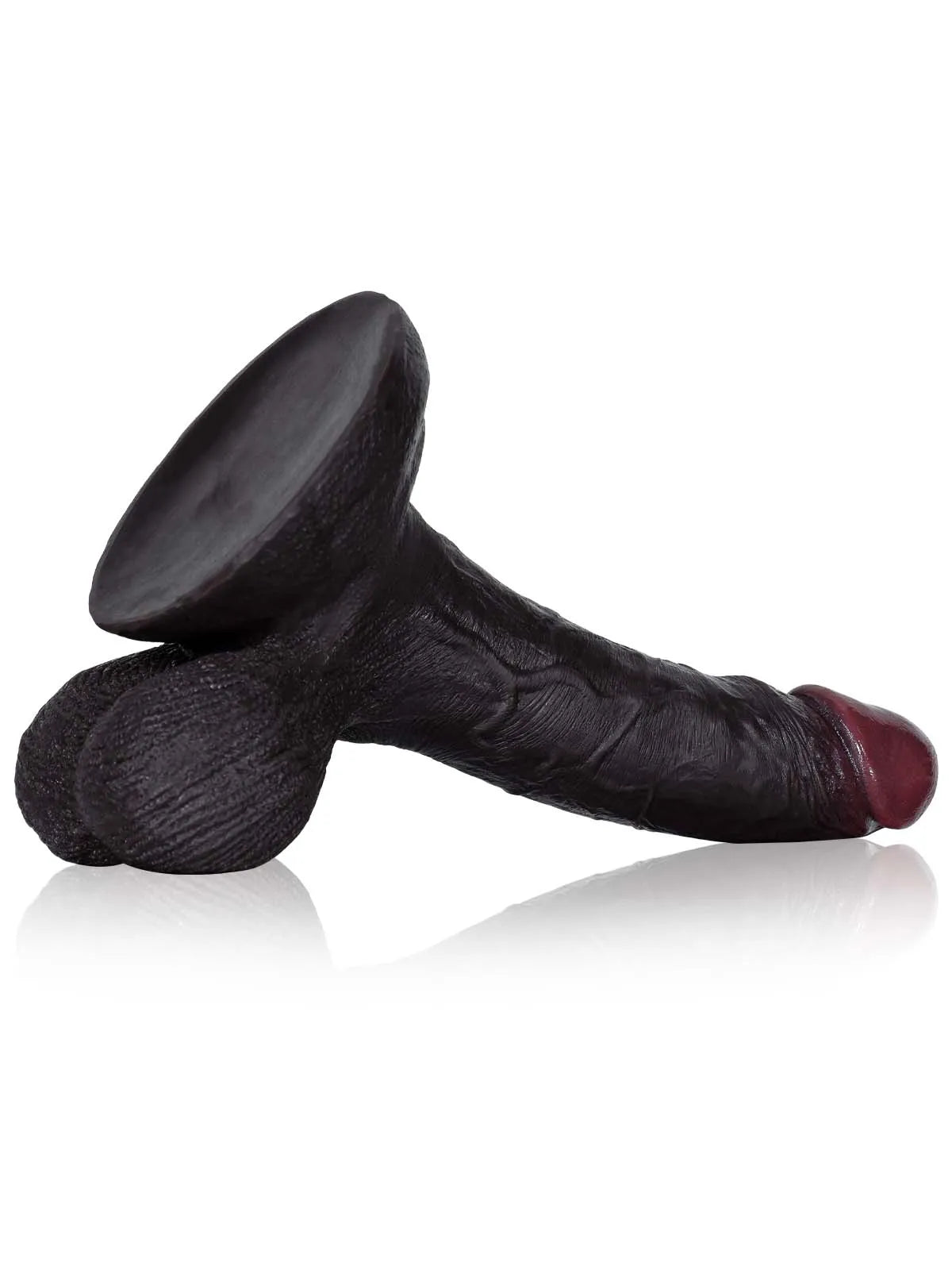 22 cm Realistisk Svart Dildo med Detaljerad Textur och Rörliga Testiklar