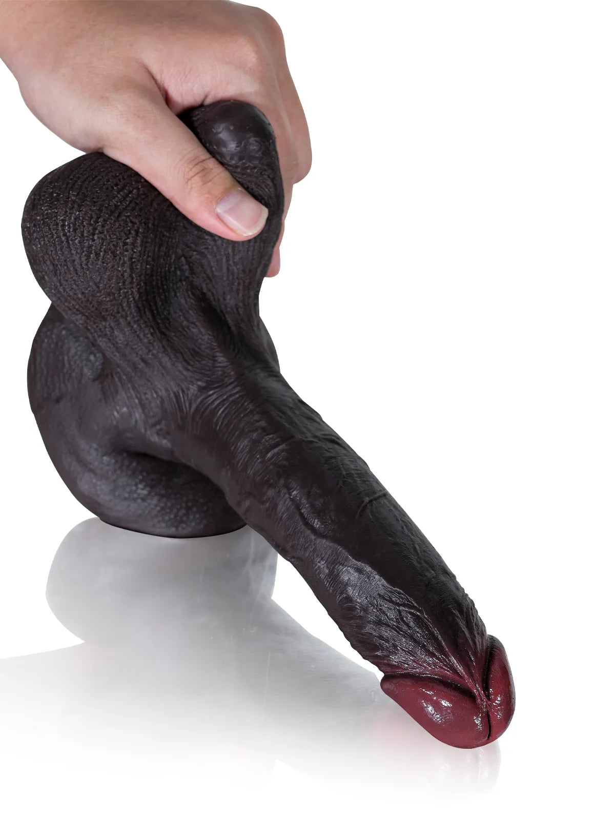 22 cm Realistisk Svart Dildo med Detaljerad Textur och Rörliga Testiklar