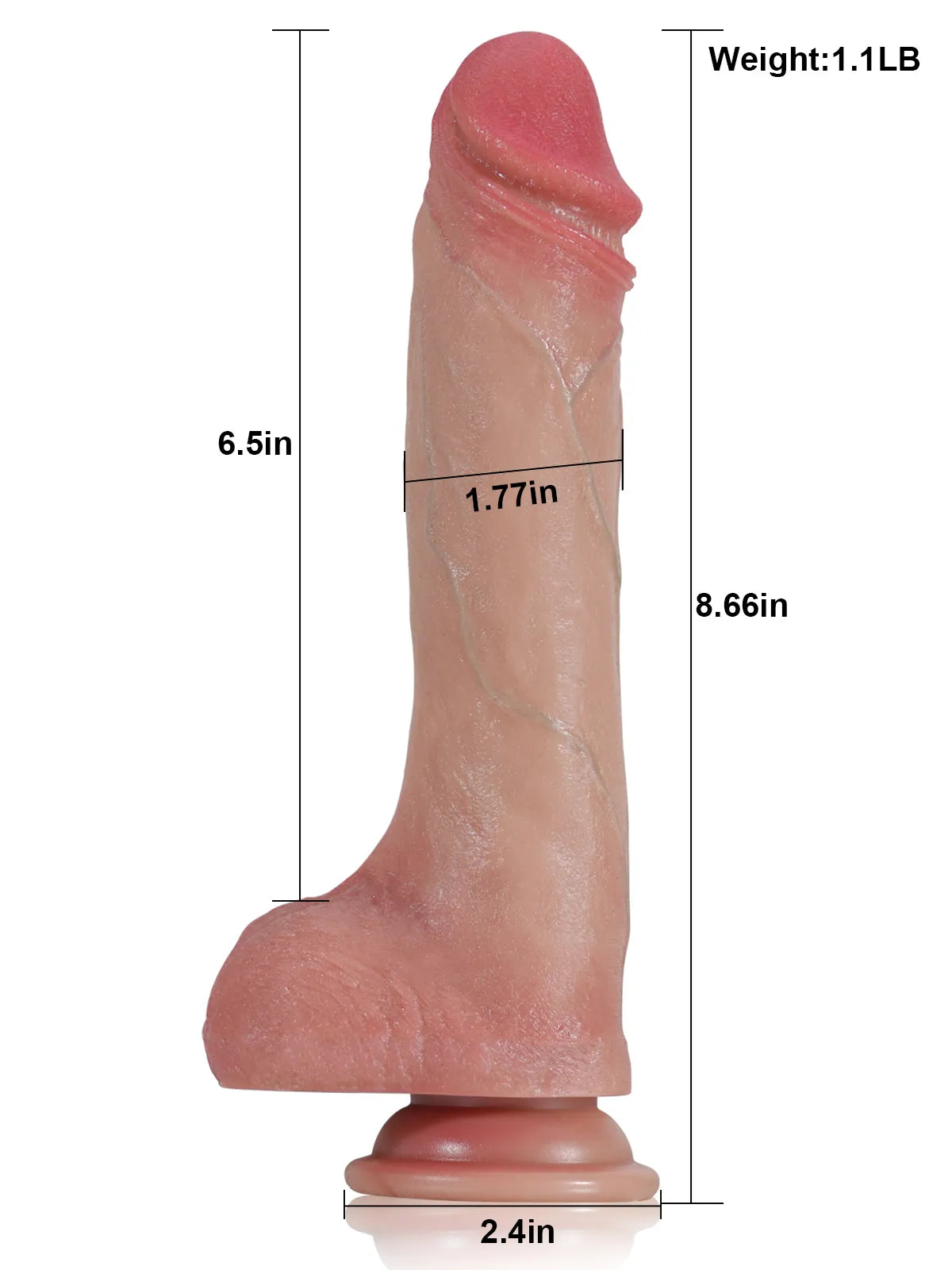 22 cm Realistisk Vibrerande Dildo i Silikon med Hudliknande Känsla