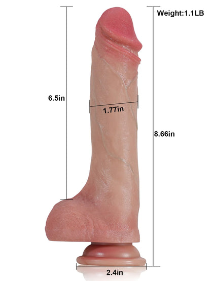 22 cm Realistisk Vibrerande Dildo i Silikon med Hudliknande Känsla