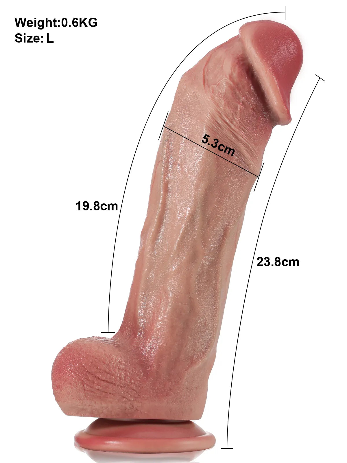 19,8/ 23,8 cm Tjock Böjd G-punktsdildo i Hudton med Böjbar Metallkärna