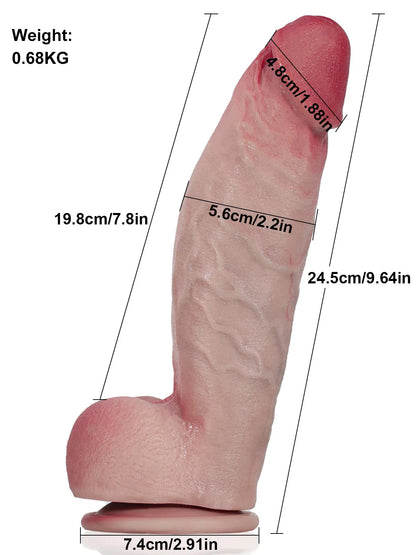 24,5 cm Realistisk Mjuk och Tjock Dildo i Hudton med Kort Design