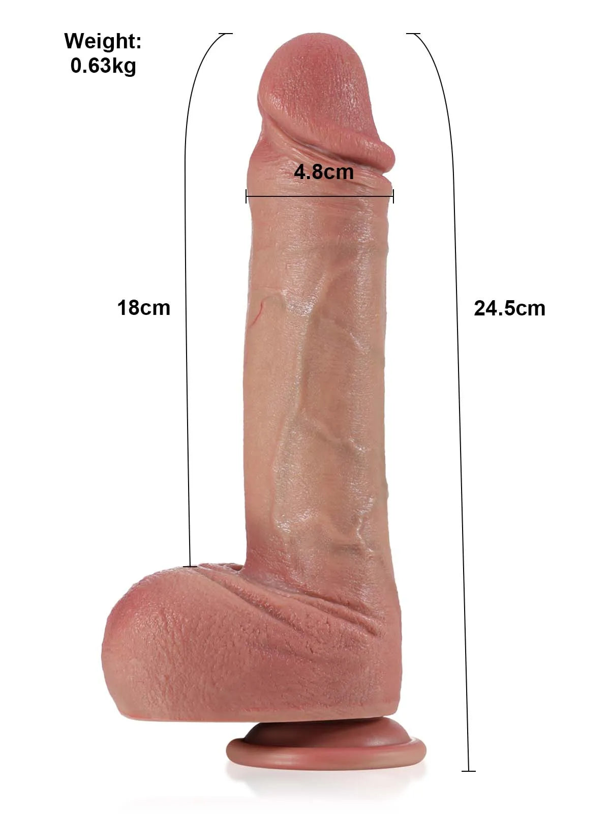 24,5 cm Lång Realistisk Dildo i Hudton med Äkta Hudkänsla