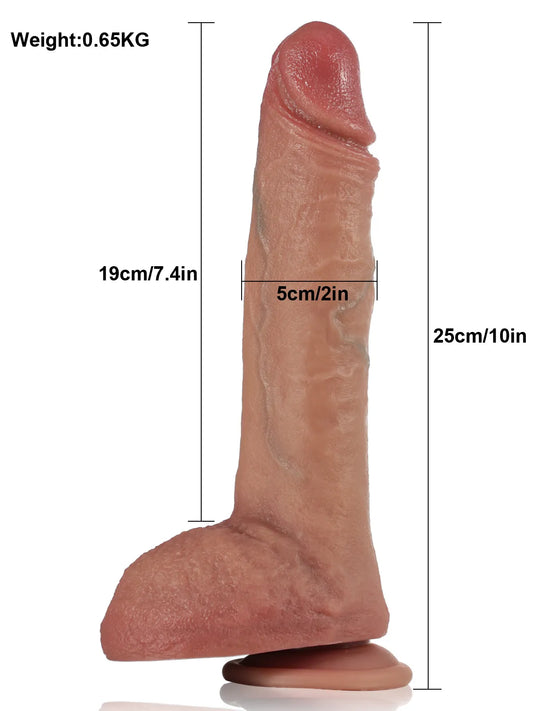 25 cm Kraftfull Dildo med 9 Stötlägen, 3 Vibrationslägen & Uppvärmning
