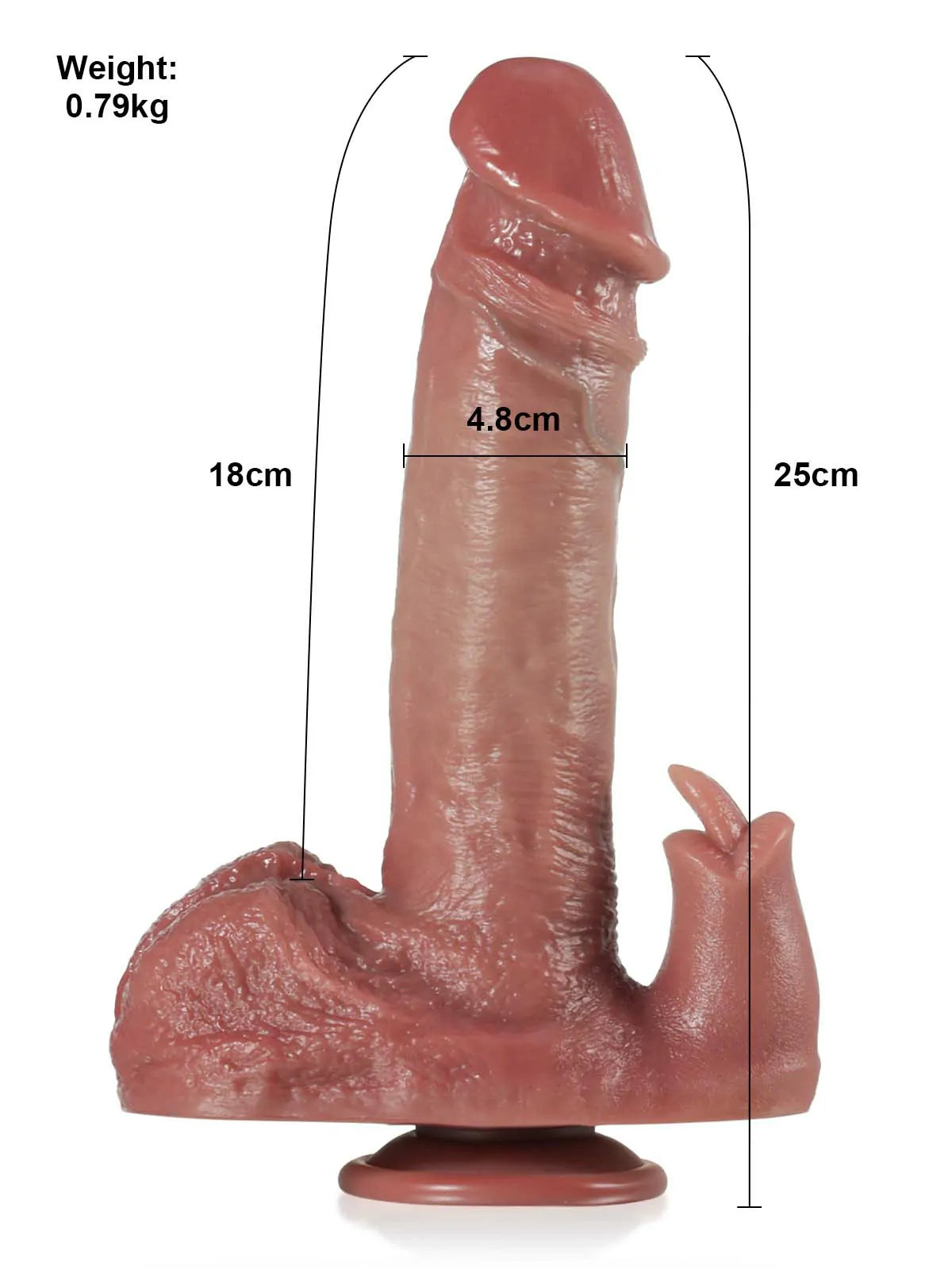 25 cm Vibrerande Dildo med Stötlägen & Klitorisstimulerande Lickfunktion