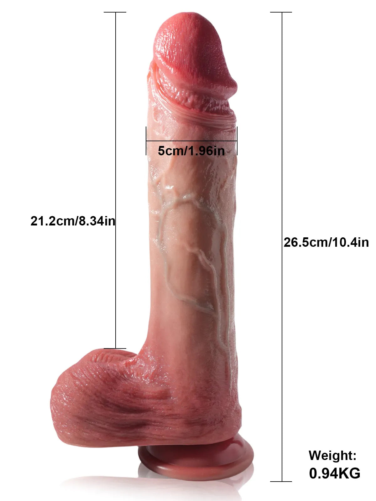 26,5 cm Realistisk Dildo med 7 Stötlägen & 3 Vibrationslägen