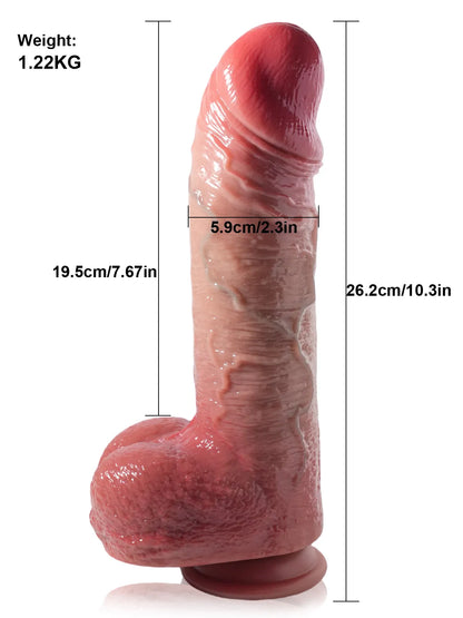 26 cm Tjock Vibrerande Thrusting Dildo med 7 Thrustlägen & 3 Vibrationslägen