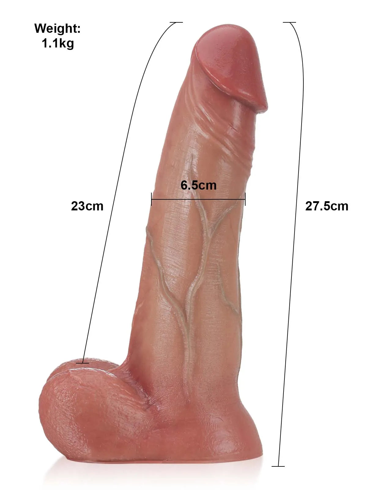 27,5 cm Stor Realistisk Dildo med Rörlig Hud, Testiklar och Vac-U-Lock-Fäste