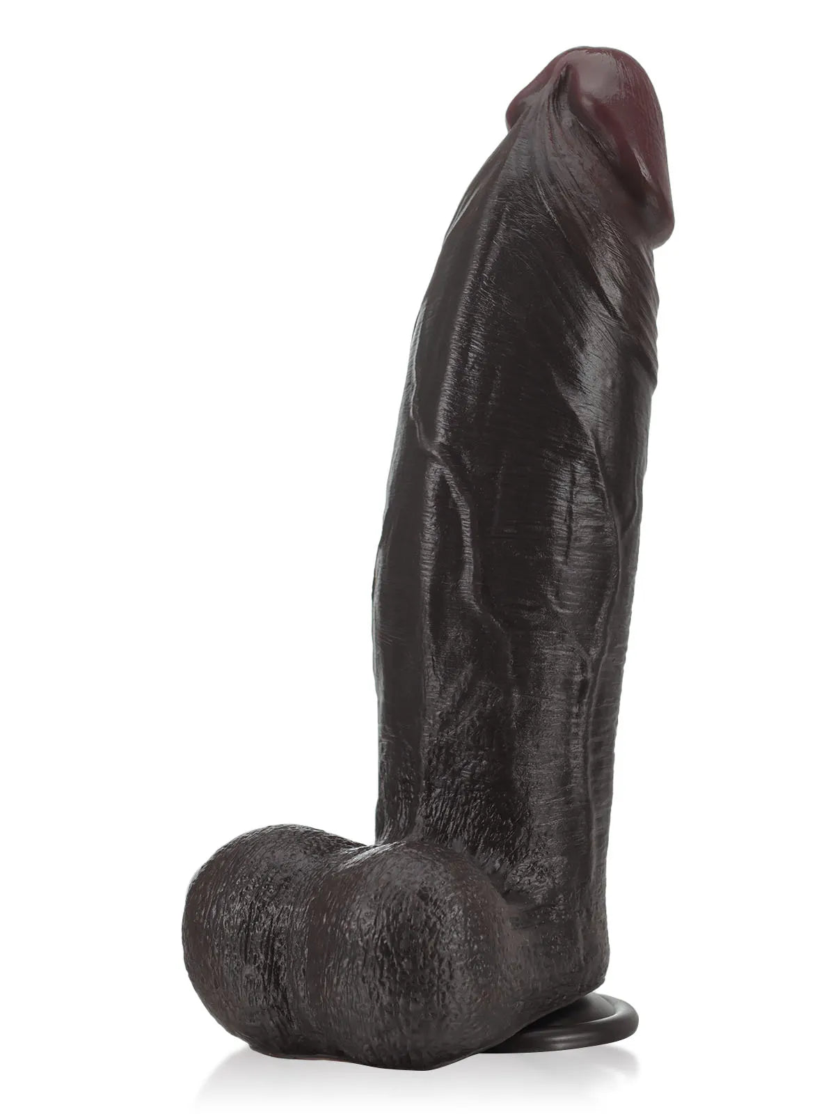 27,5 cm Stor Tjock Svart Realistisk Dildo med Detaljerad Struktur - Dual Density