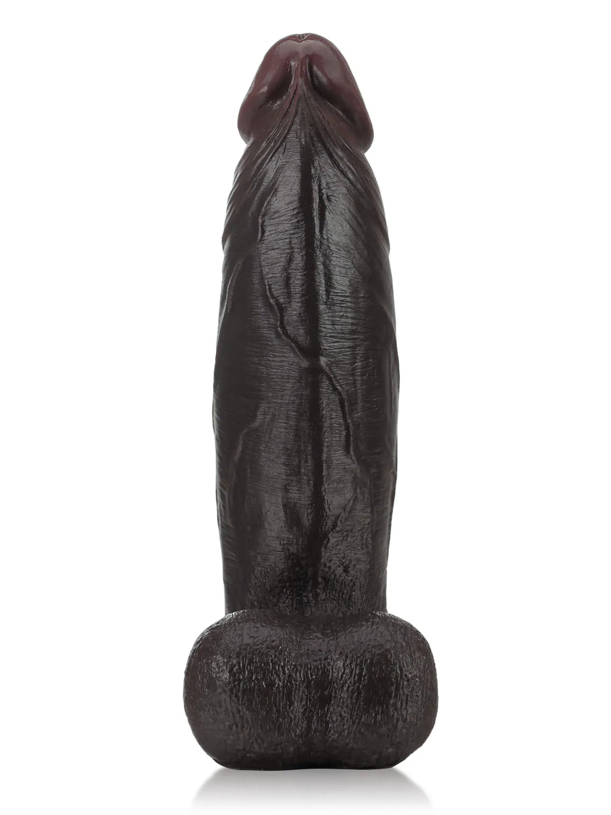 27,5 cm Stor Tjock Svart Realistisk Dildo med Detaljerad Struktur - Dual Density