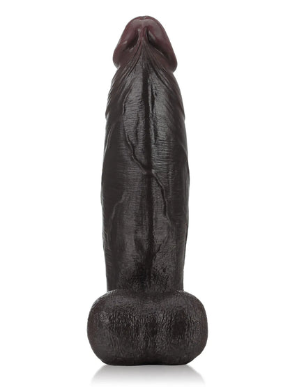27,5 cm Stor Tjock Svart Realistisk Dildo med Detaljerad Struktur - Dual Density