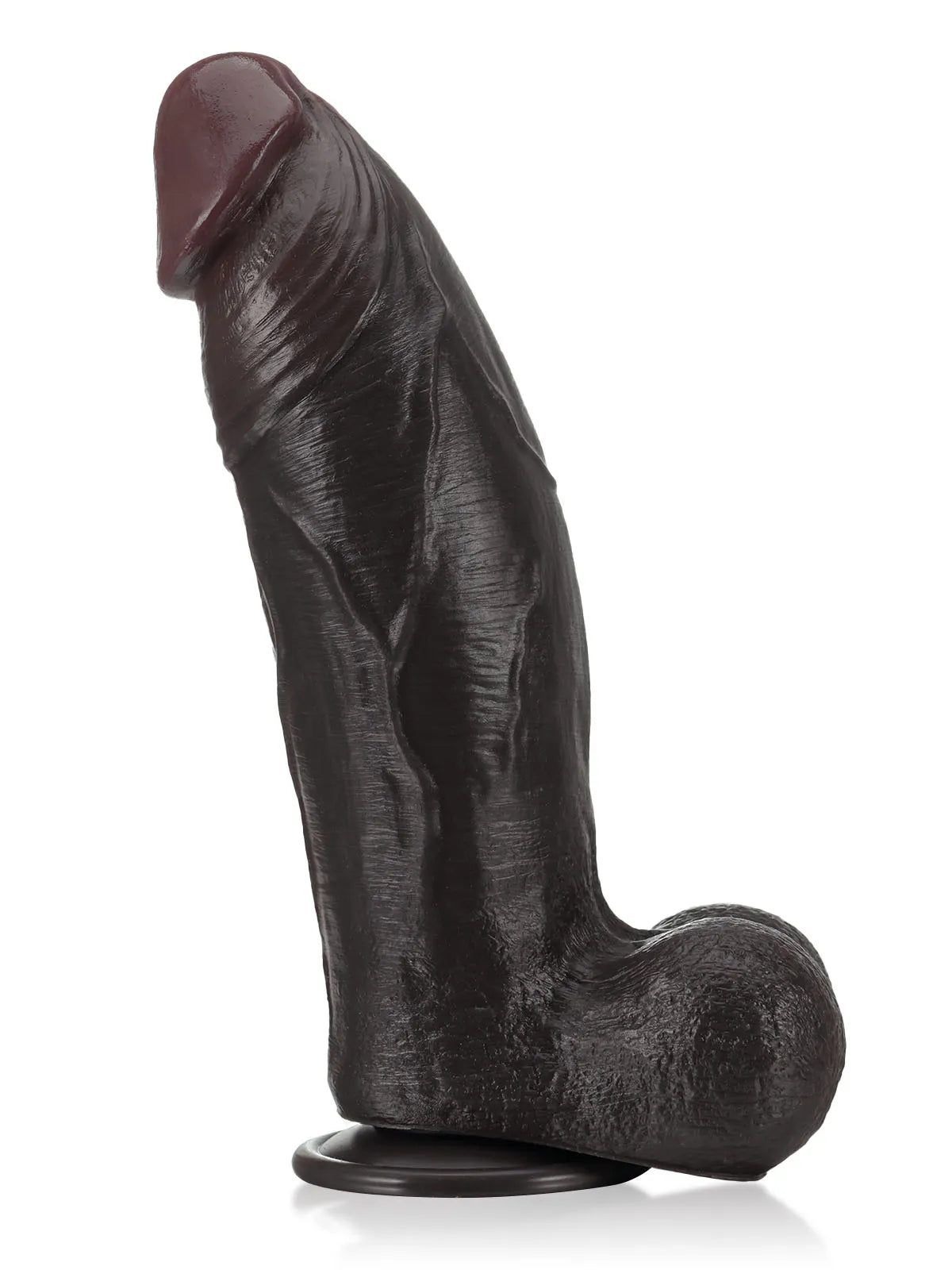 27,5 cm Stor Tjock Svart Realistisk Dildo med Detaljerad Struktur - Dual Density