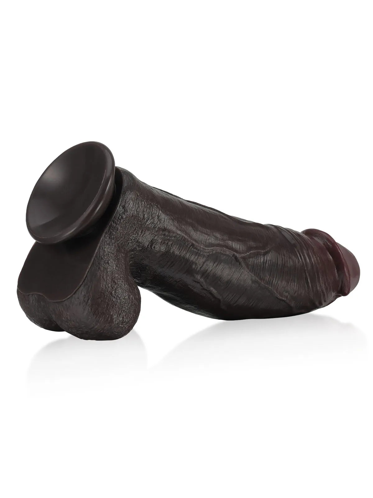 27,5 cm Stor Tjock Svart Realistisk Dildo med Detaljerad Struktur - Dual Density