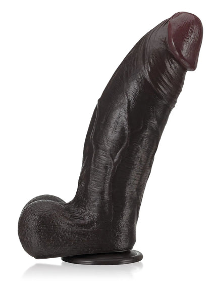 27,5 cm Stor Tjock Svart Realistisk Dildo med Detaljerad Struktur - Dual Density