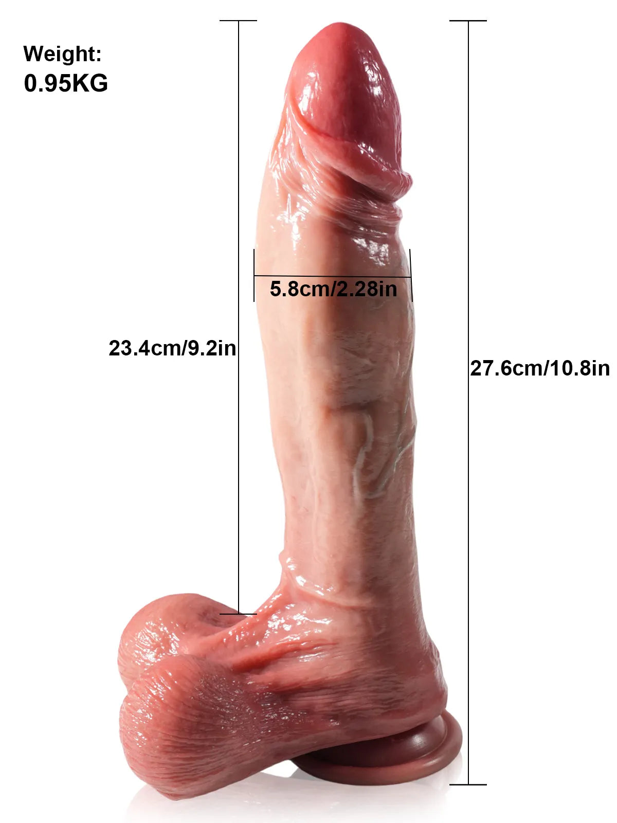27,6 cm Teleskopisk Vibrerande Dildo med 7 Stöt- och 3 Vibrationslägen