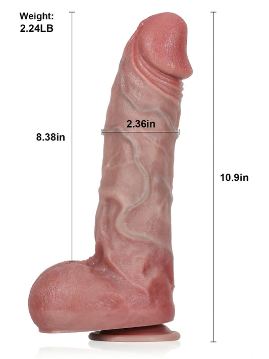 27,7 cm XL Ådrad Dildo med 7 Stötlägen & 3 Vibrationslägen