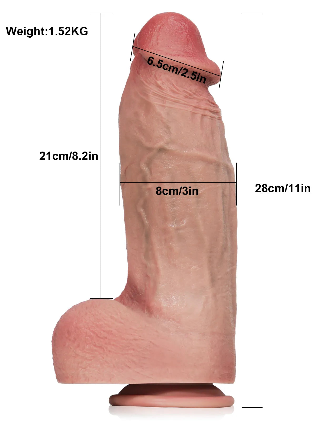 23/28cm Tjock Realistisk Dildo med Rundad Topp och Fyllig Sammansättning