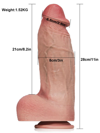 23/28cm Tjock Realistisk Dildo med Rundad Topp och Fyllig Sammansättning