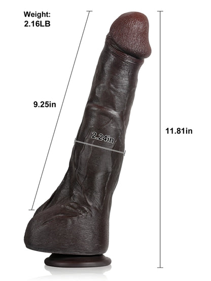 30 cm Realistisk Big Svart Dildo med Sugpropp