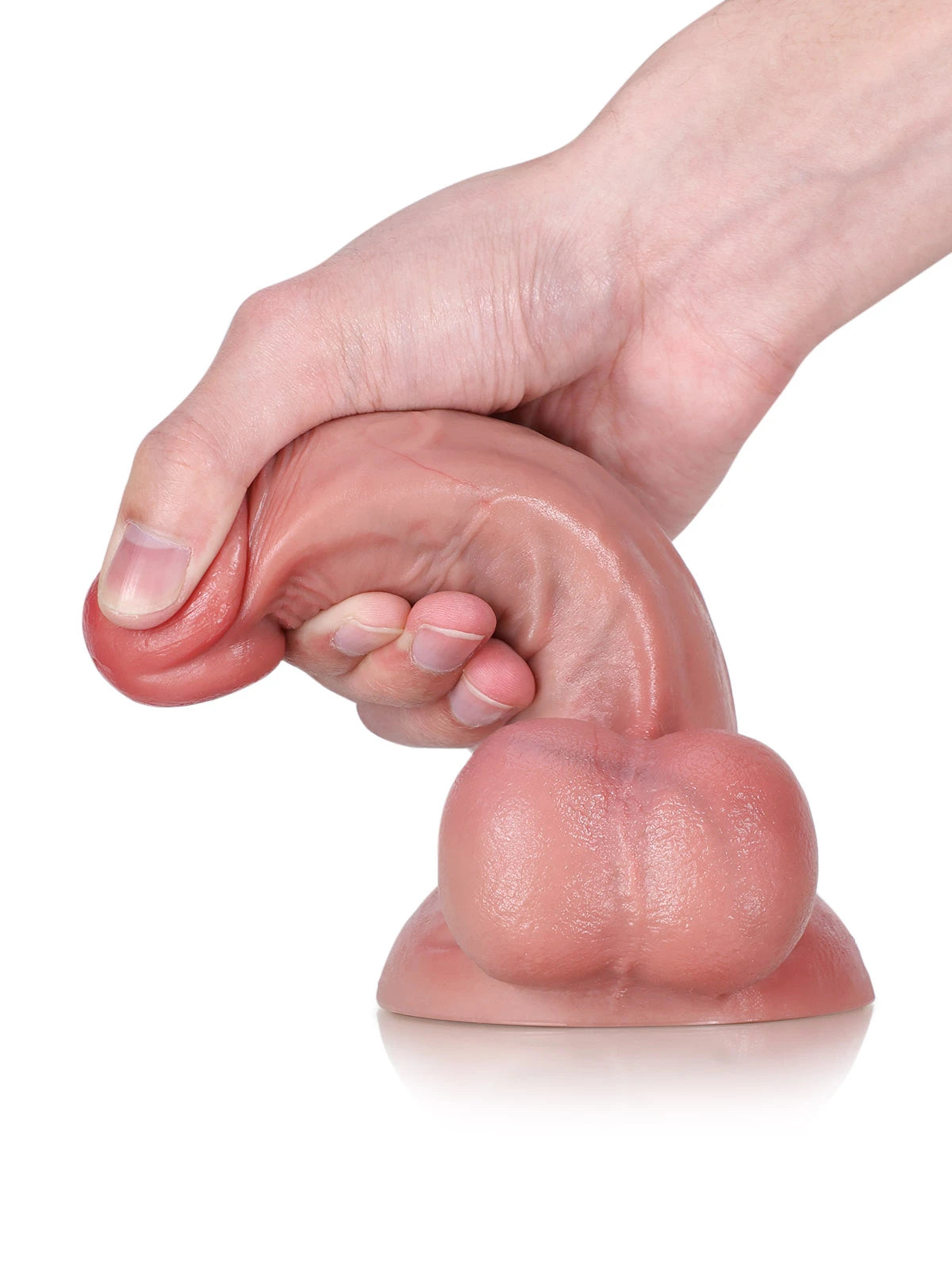 15,5 cm Liten Realistisk Dildo med Svullna Testiklar