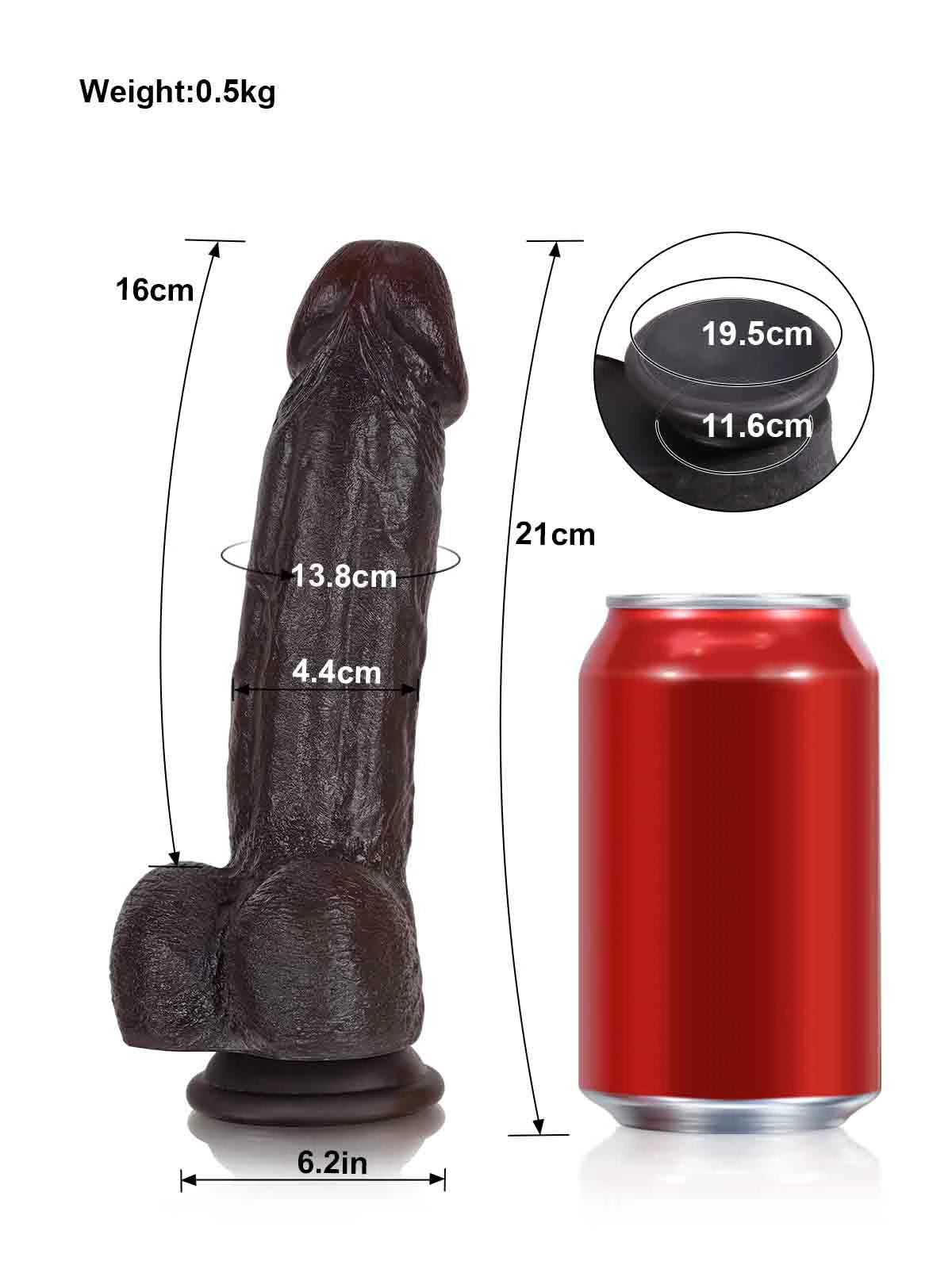 21,5 cm Böjd G-punkts Dildo i Svart | Metallkärna & Skulpterad Ryggrad