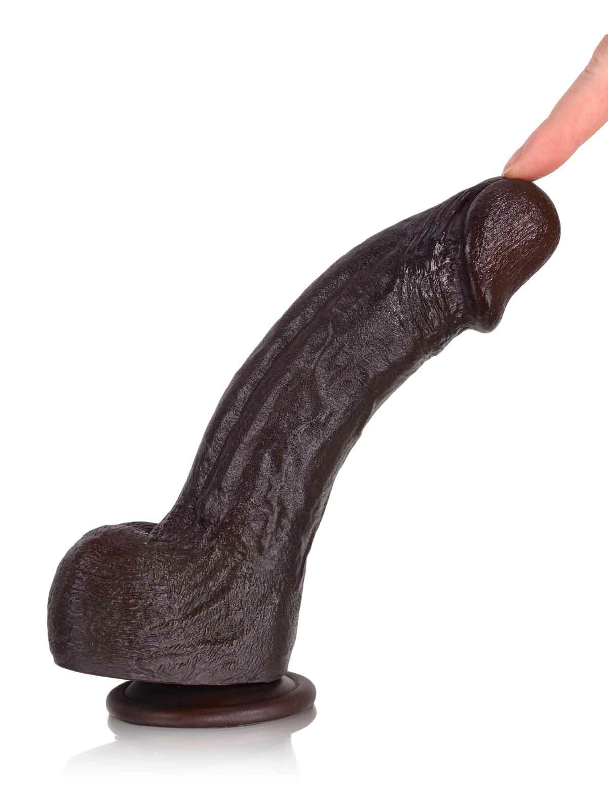 21,5 cm Böjd G-punkts Dildo i Svart | Metallkärna & Skulpterad Ryggrad