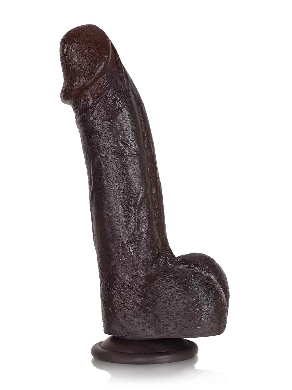 21,5 cm Böjd G-punkts Dildo i Svart | Metallkärna & Skulpterad Ryggrad