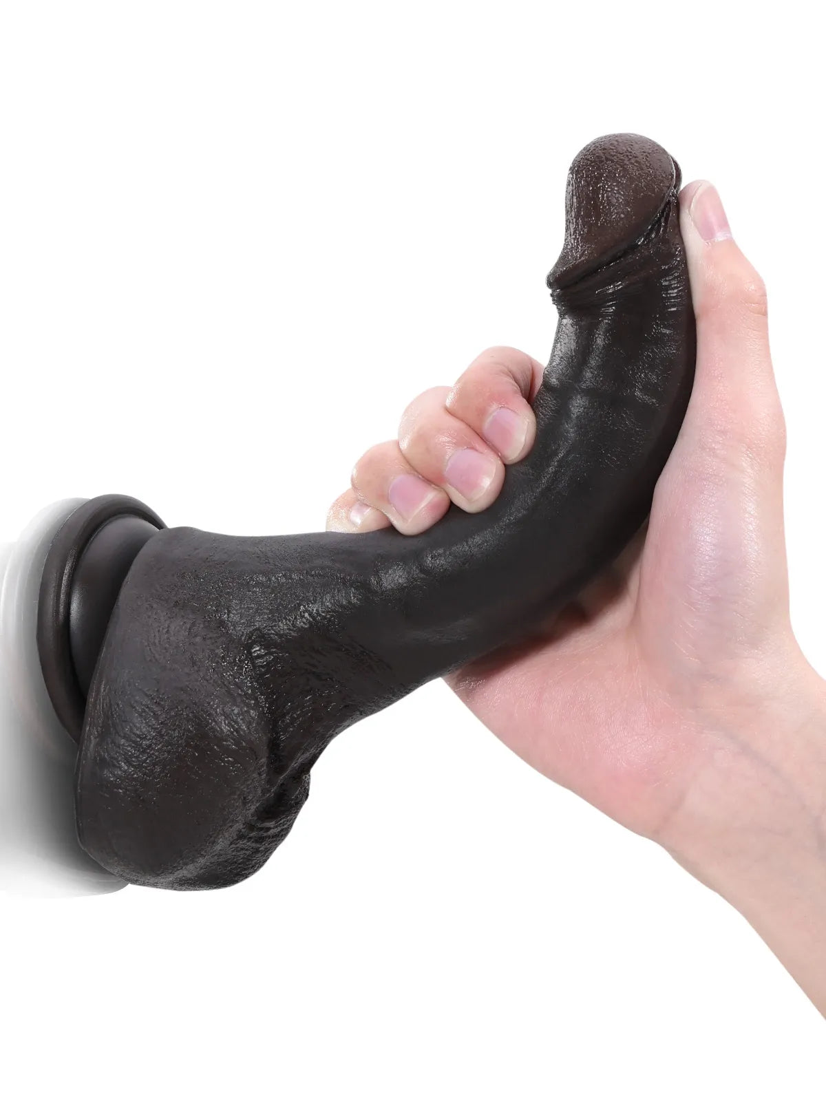 20 cm Realistisk Svart Mjuk & Flexibel Dildo i Silikon med Keel-Design