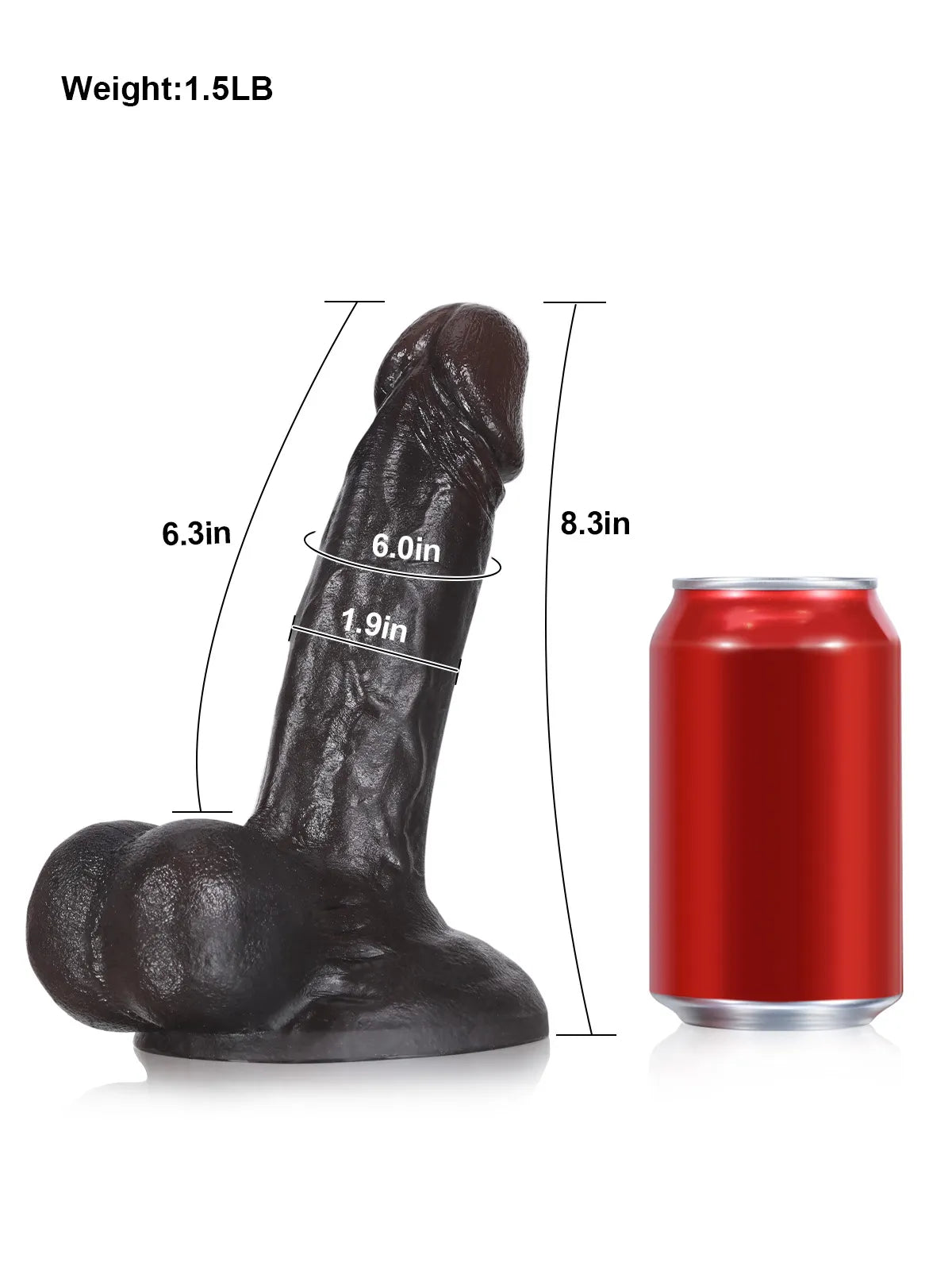 20 cm Realistisk Svart Dildo med Stark Sugpropp och Flexibla Testiklar