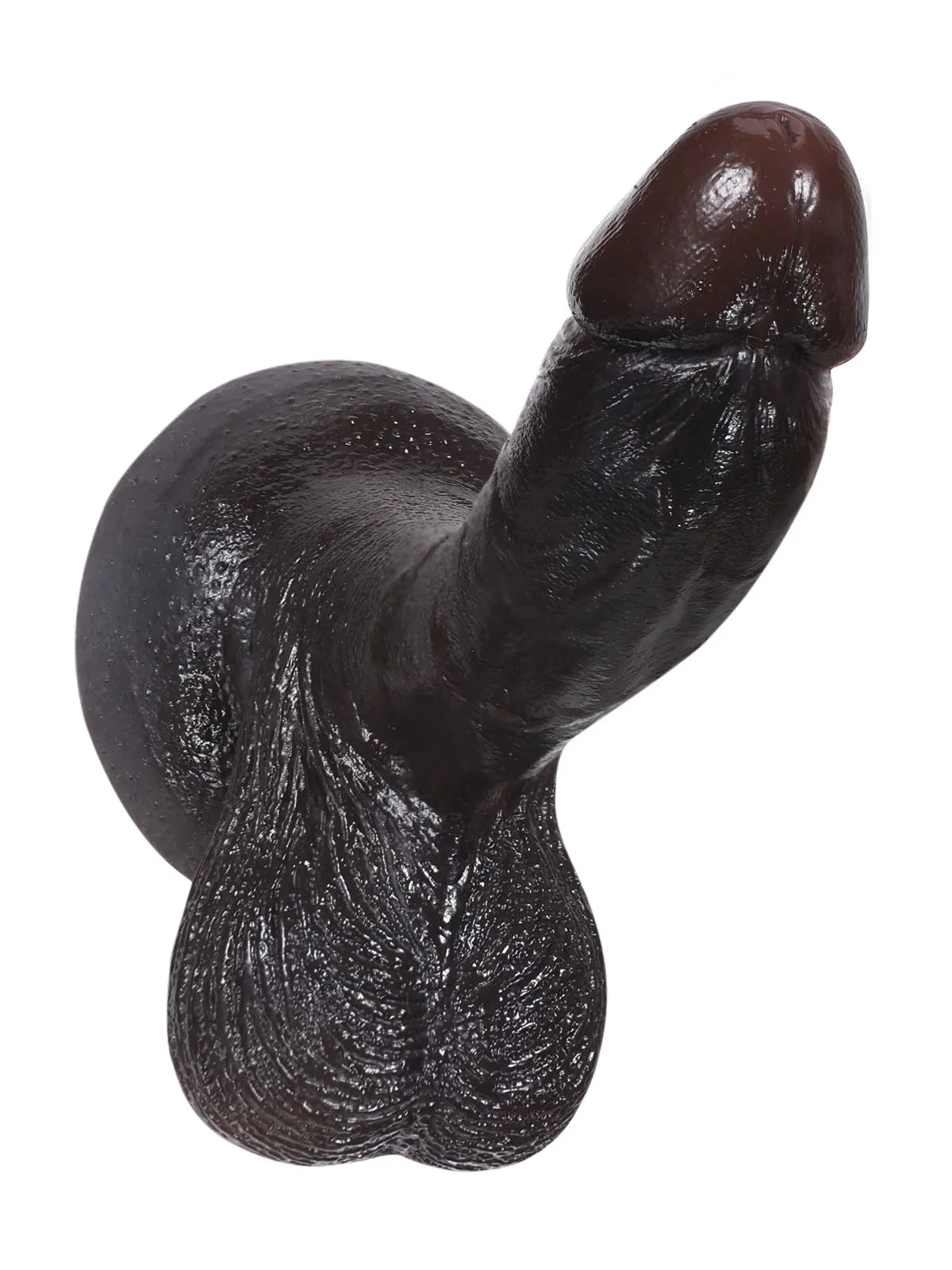 15,8 cm Liten Mjuk Realistisk Svart Dildo med Rörliga Testiklar