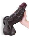 Hugo: 29,2 cm Grov Svart Dildo med 23 cm Insättbart och Hudtextur