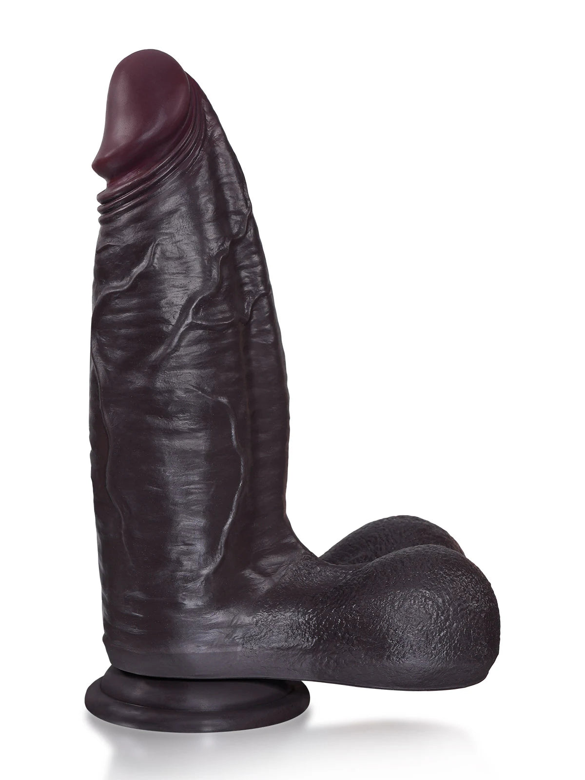 Hugo: 29,2 cm Grov Svart Dildo med 23 cm Insättbart och Hudtextur