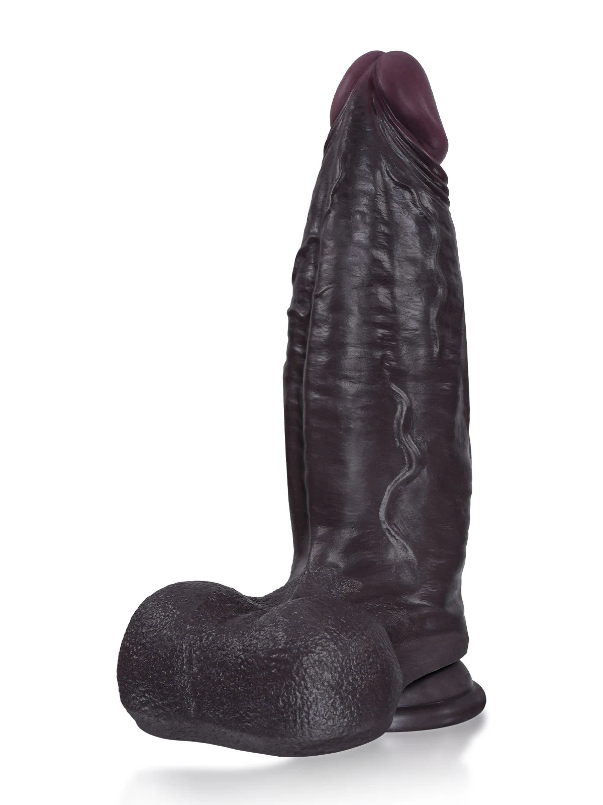 Hugo: 29,2 cm Grov Svart Dildo med 23 cm Insättbart och Hudtextur