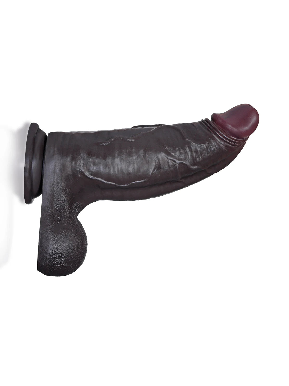 Hugo: 29,2 cm Grov Svart Dildo med 23 cm Insättbart och Hudtextur