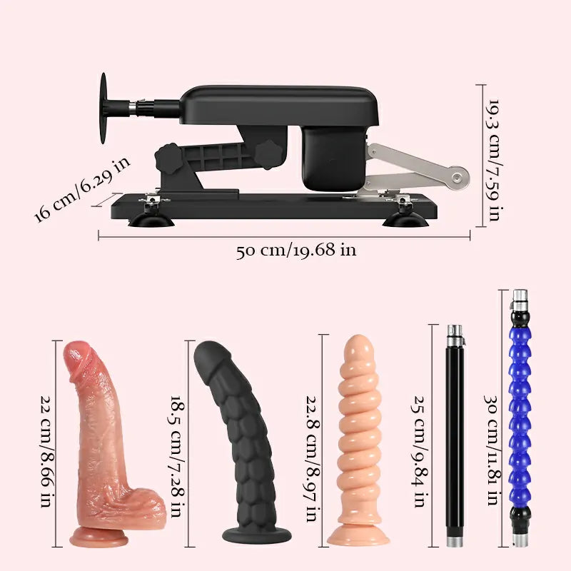 Dildo Maskin med Stötfunktion – Automatiskt Justerbar, 12 Lägen, 300 Stötar/Min
