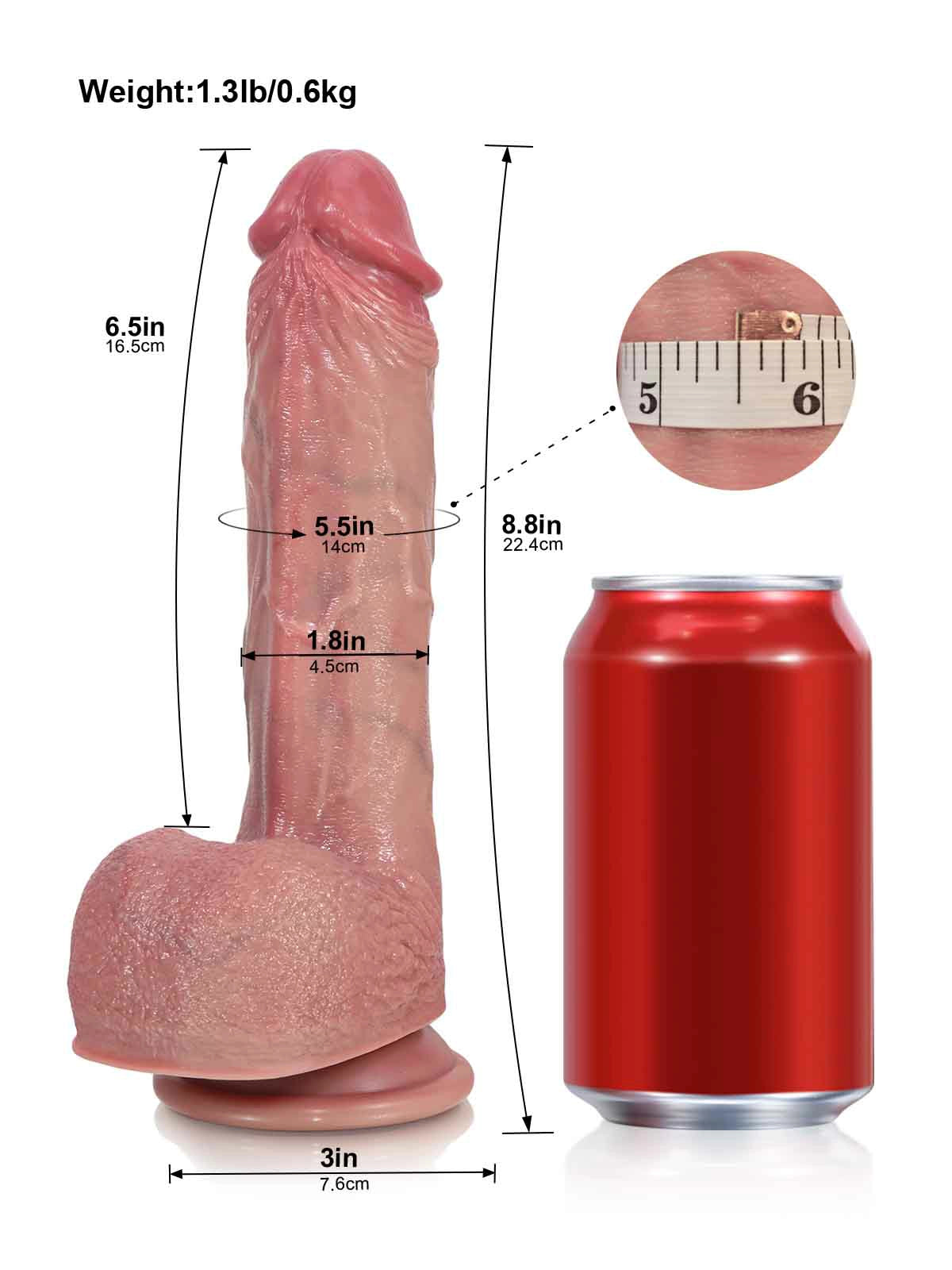 Leon - Stötande Dildo med Veckad Hudtextur och Värme - 22,4 cm
