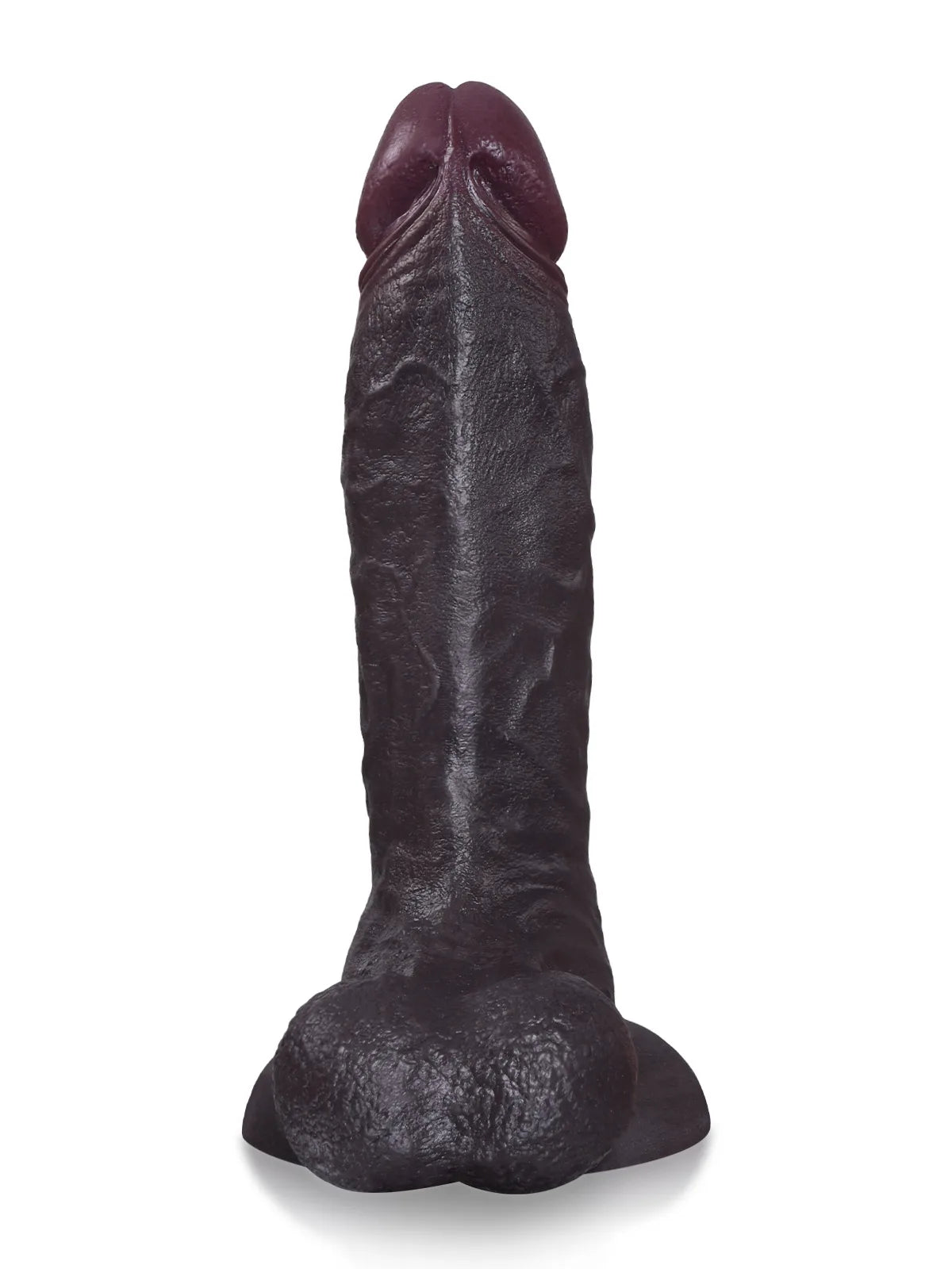Logan: 23,4 cm Svart Dildo med Stort Ollon och Svängande Testiklar